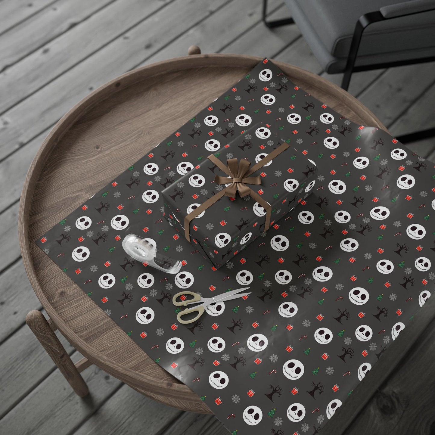 Spooky Grey NBC Wrapping Paper, Holiday Gift Wrap, Christmas Wrap, Celebration Paper, Eco-Friendly Gift Wrap