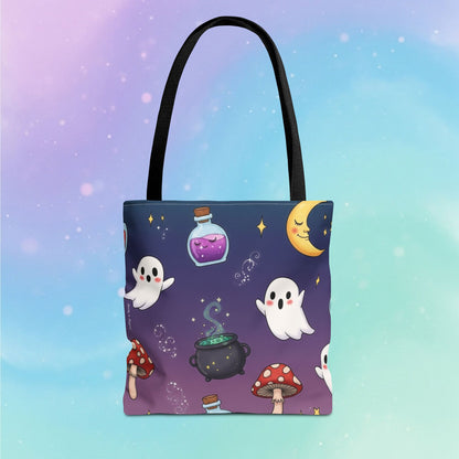 Cute Halloween Ghosts & Potion Tote Bag — Spooky Kawaii
