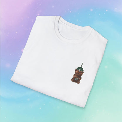 Bearista Starbies Chest Print T-Shirt | Cute Aesthetic Coffee Lover Gift | Retro Honey Bottle Graphic Tee | Minimalist Unisex Viral tiktok
