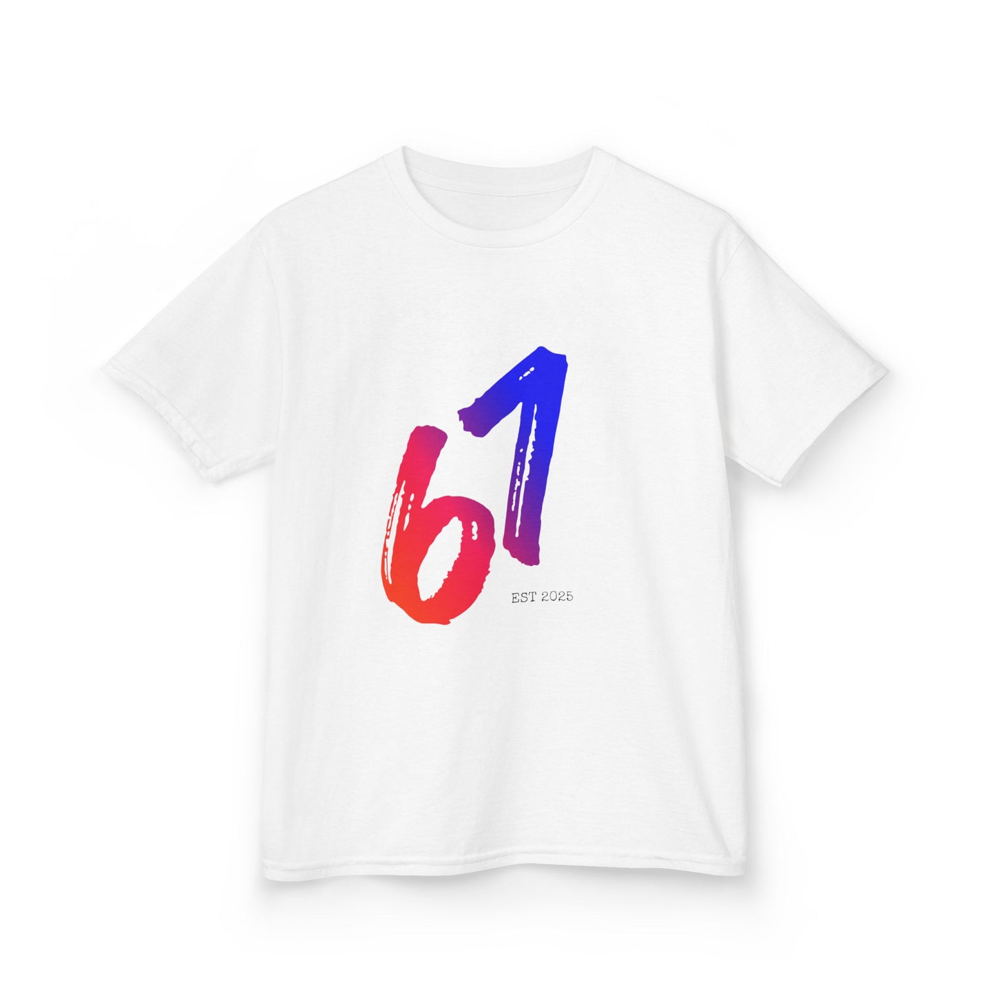 67 Brushstroke Number Kids Tee | Red Blue Gradient