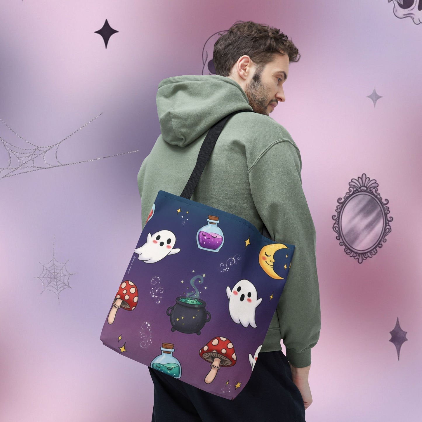Cute Halloween Ghosts & Potion Tote Bag — Spooky Kawaii