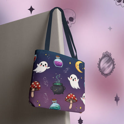 Cute Halloween Ghosts & Potion Tote Bag — Spooky Kawaii