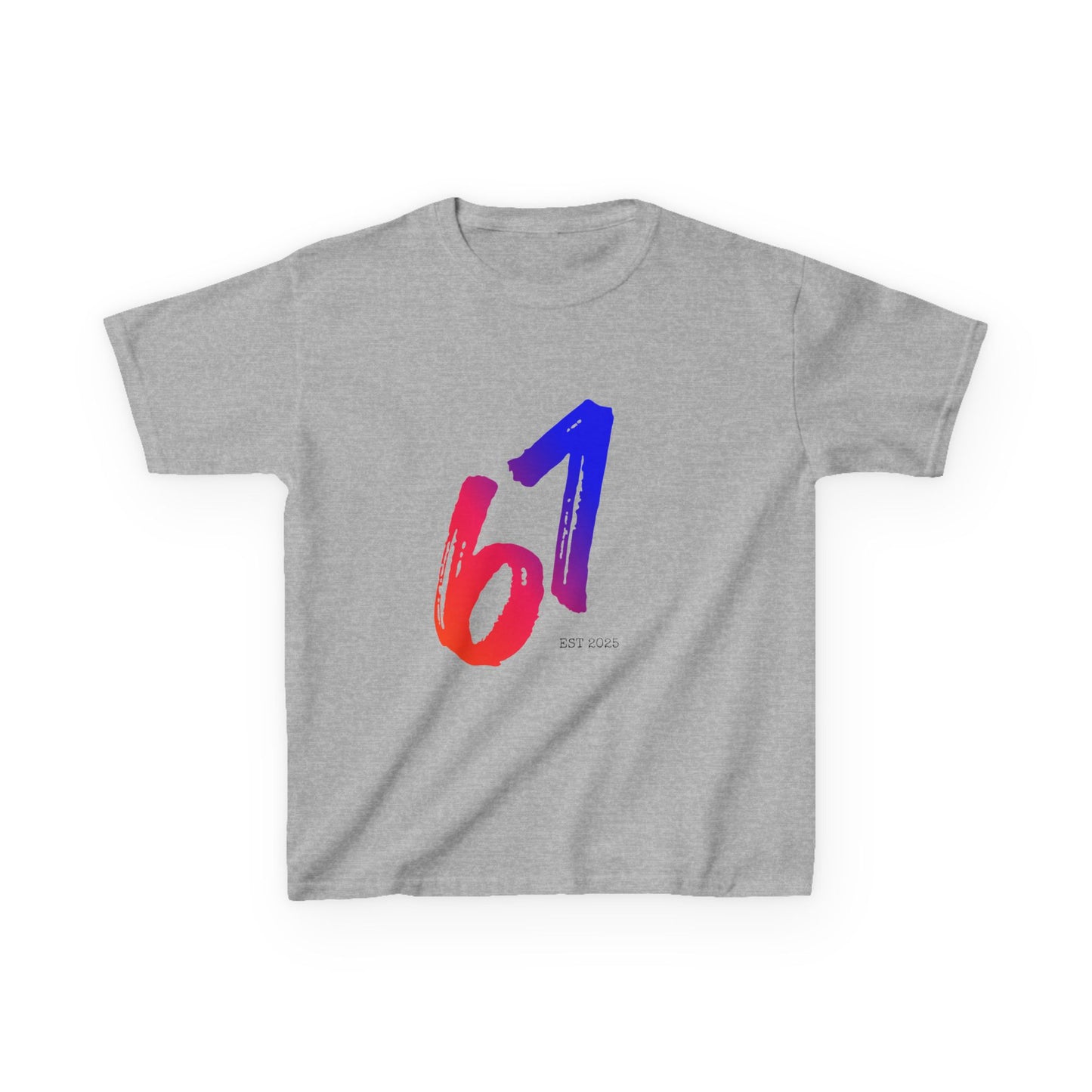 67 Brushstroke Number Kids Tee | Red Blue Gradient