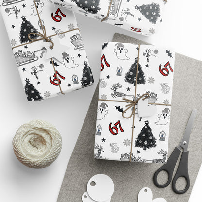67 Christmas Ghostly fun wrapping papper, Holiday Pattern Face Towel | Ghosts