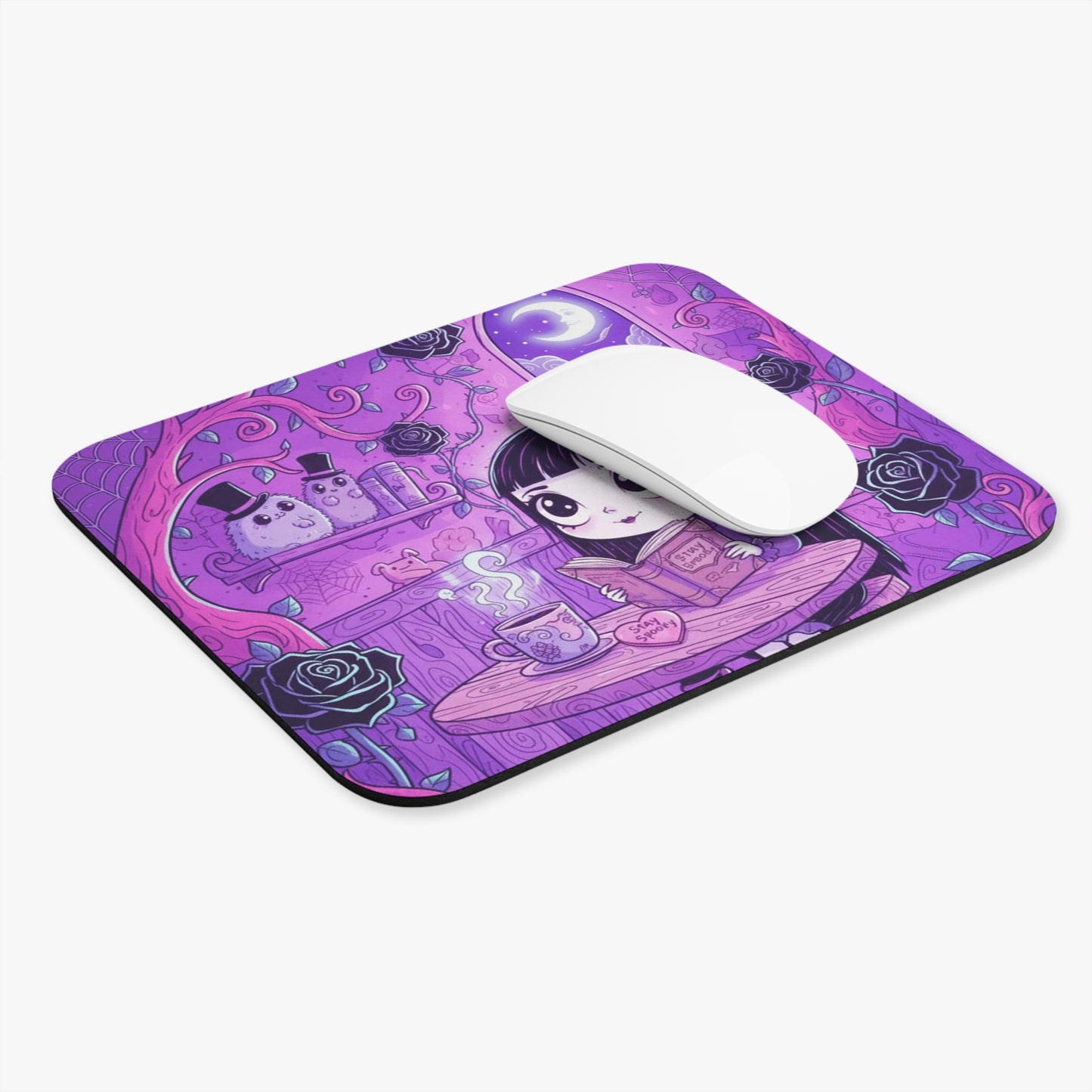 Cute Goth Girl Reading Mouse Pad