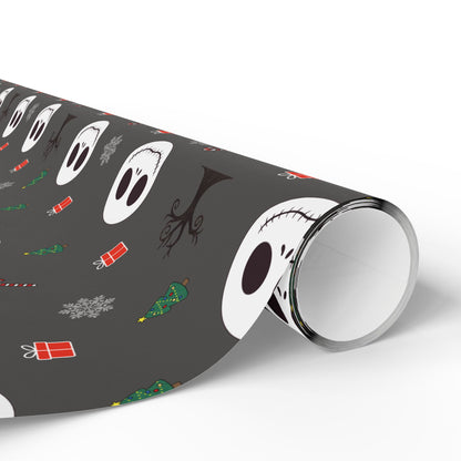 Spooky Grey NBC Wrapping Paper, Holiday Gift Wrap, Christmas Wrap, Celebration Paper, Eco-Friendly Gift Wrap