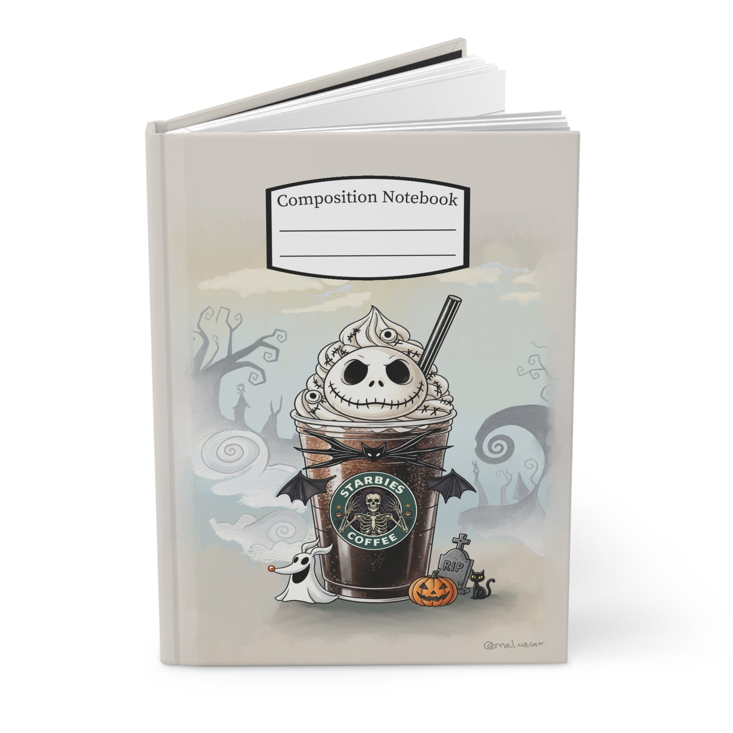NBC Frapp Starbies Journal | Hardcover Notebook, Halloween Coffee Art