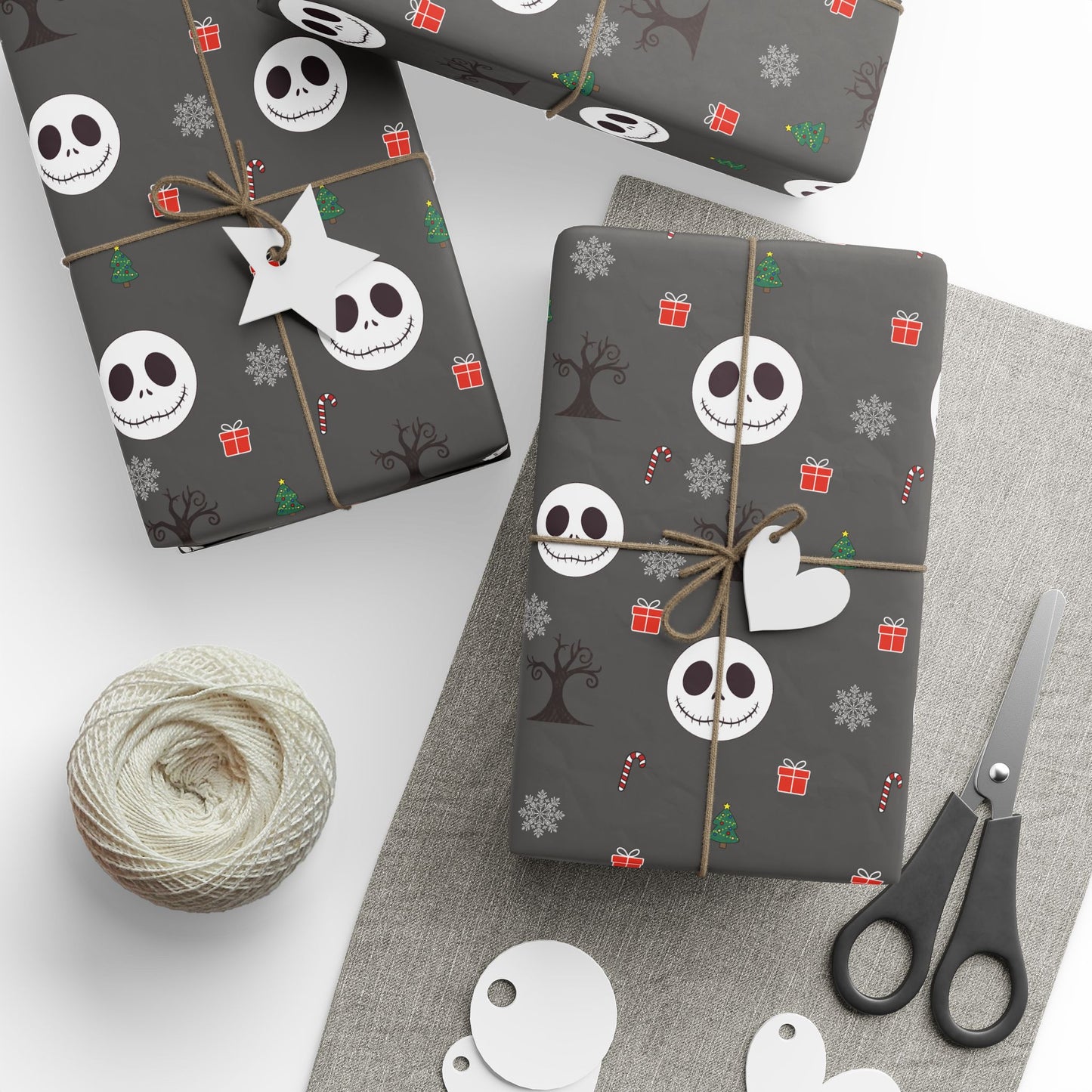 Spooky Grey NBC Wrapping Paper, Holiday Gift Wrap, Christmas Wrap, Celebration Paper, Eco-Friendly Gift Wrap