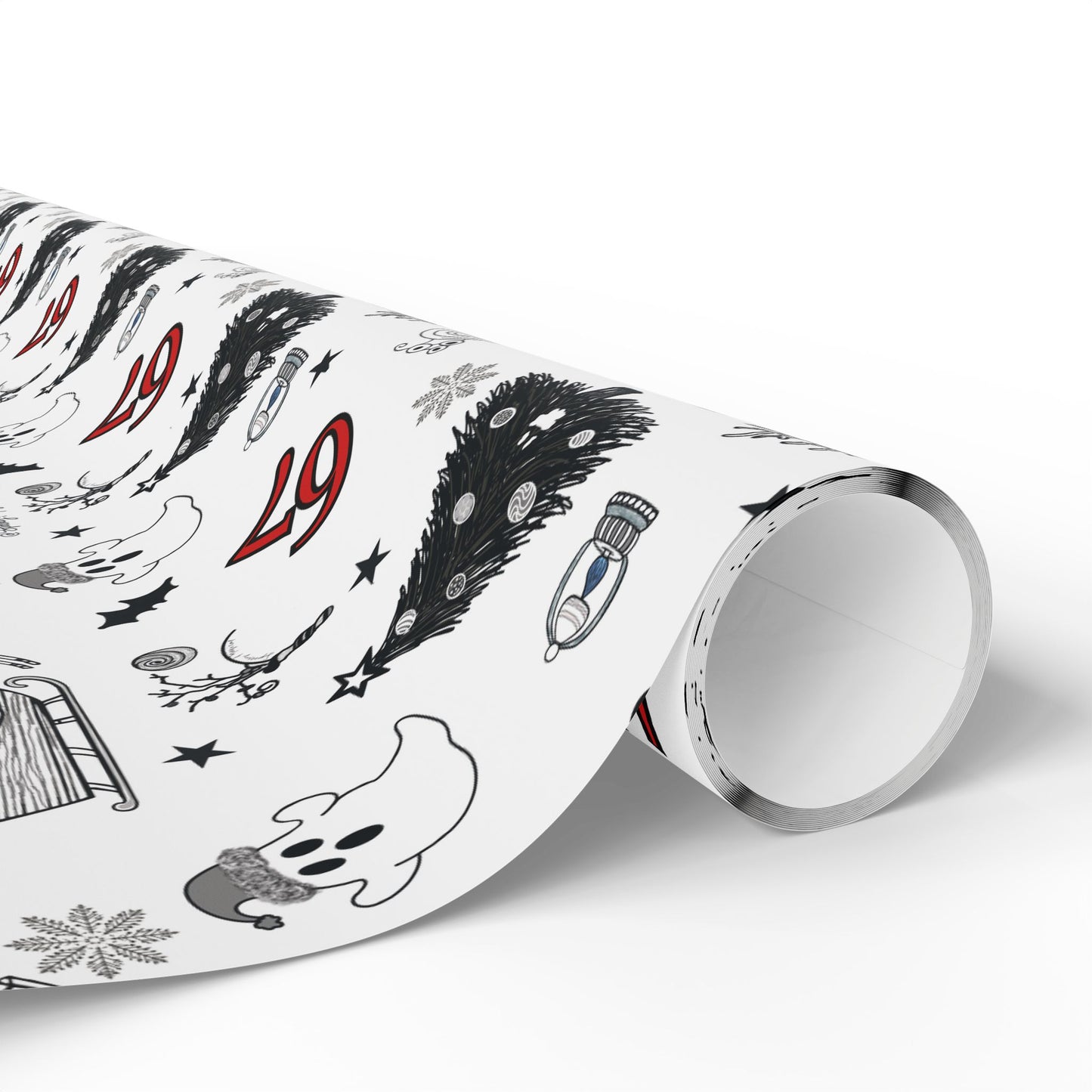 67 Christmas Ghostly fun wrapping papper, Holiday Pattern Face Towel | Ghosts