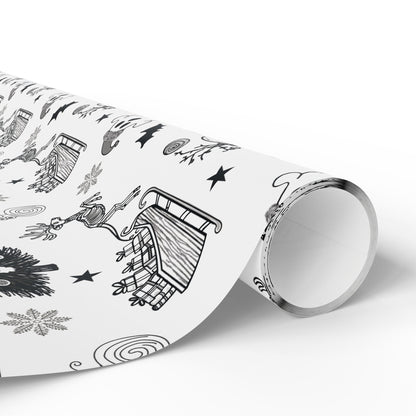 Christmas Ghostly fun wrapping papper, Holiday Pattern Face Towel | Pumpkin Witch Hat Ghosts