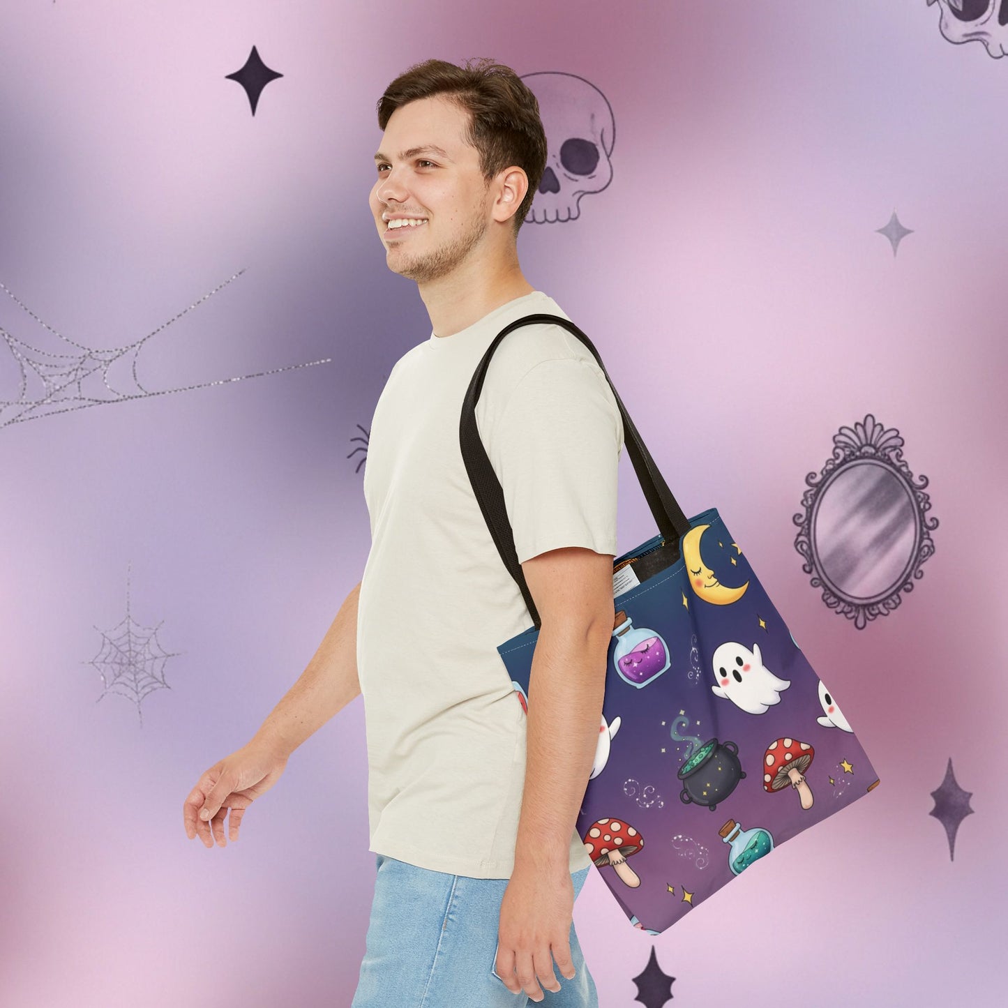 Cute Halloween Ghosts & Potion Tote Bag — Spooky Kawaii