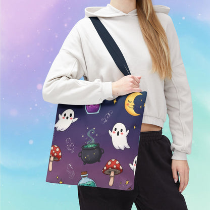 Cute Halloween Ghosts & Potion Tote Bag — Spooky Kawaii