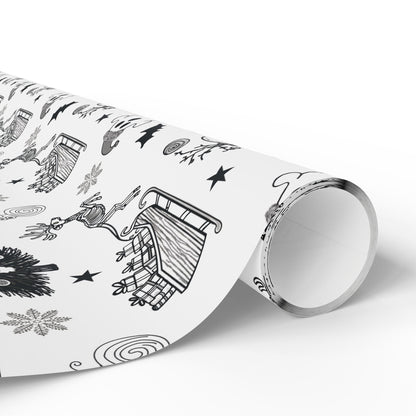 Christmas Ghostly fun wrapping papper, Holiday Pattern Face Towel | Pumpkin Witch Hat Ghosts