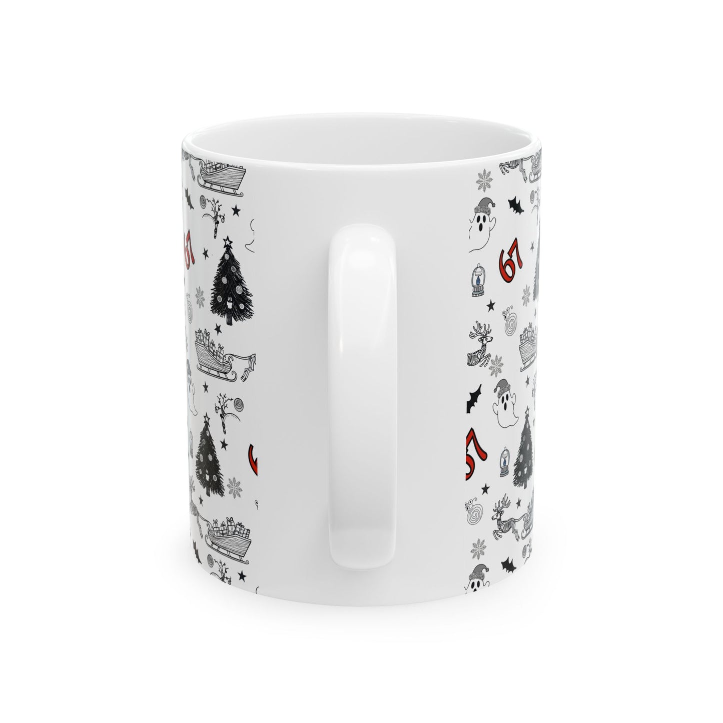 67 Holiday Pattern Mug — Christmas & Halloween Mix Ceramic Coffee Cup (11oz, 15oz)