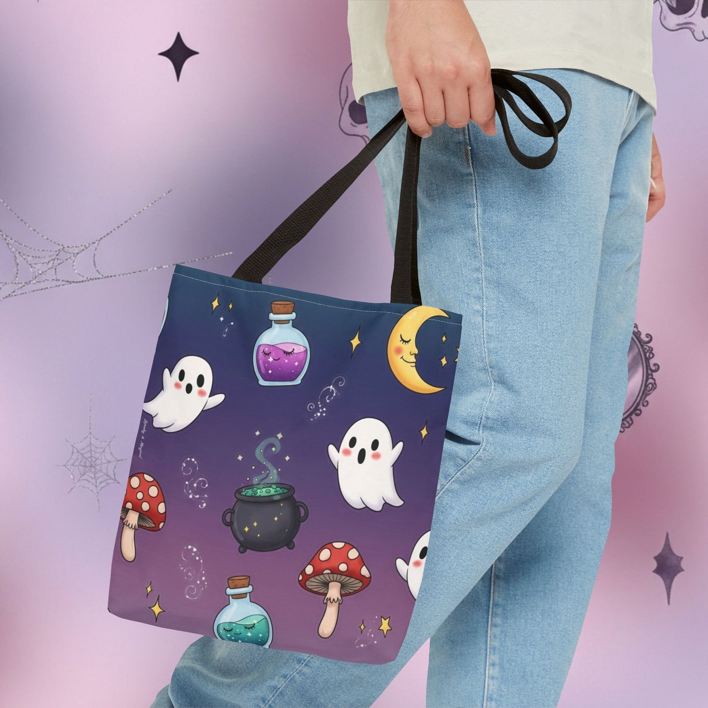 Cute Halloween Ghosts & Potion Tote Bag — Spooky Kawaii