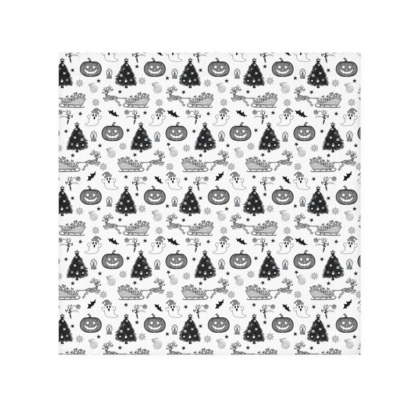 Christmas Ghostly fun towel, Holiday Pattern Face Towel | Pumpkin Witch Hat Ghosts