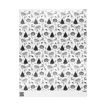 Christmas Ghostly fun wrapping papper, Holiday Pattern Face Towel | Pumpkin Witch Hat Ghosts