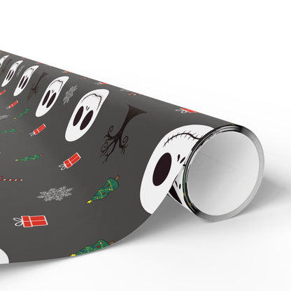 Spooky Grey NBC Wrapping Paper, Holiday Gift Wrap, Christmas Wrap, Celebration Paper, Eco-Friendly Gift Wrap