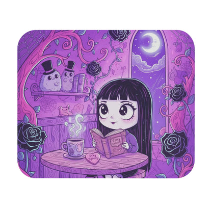 Cute Goth Girl Reading Mouse Pad