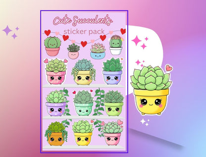 Kawaii Succulent Sticker Pack