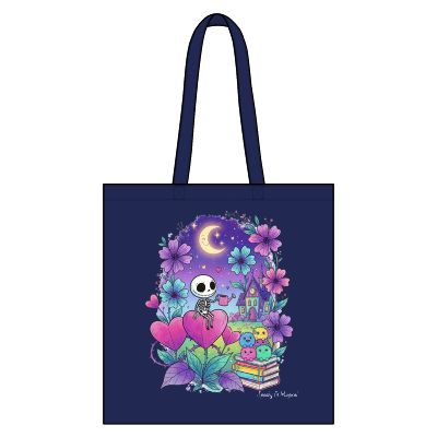 Pastel Goth Skeleton Tote Bag | Whimsical Spooky Cute Witchy Book Bag | Magical Night Garden Skeleton Art Gift | Eco-Friendly Reusable Tote