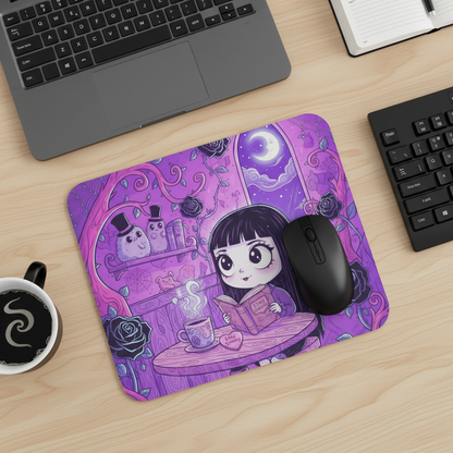 Cute Goth Girl Reading Mouse Pad