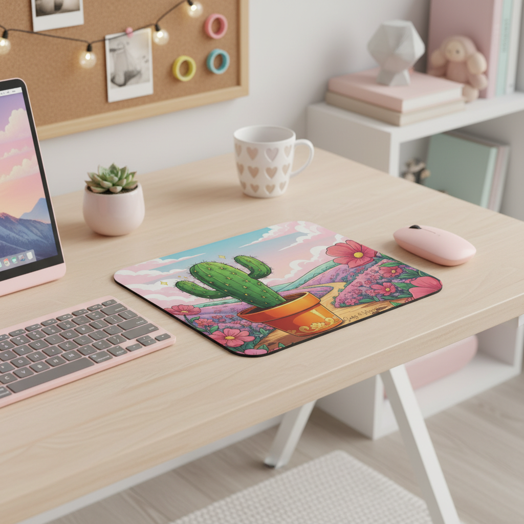 Kawaii Cactus Mouse Pad