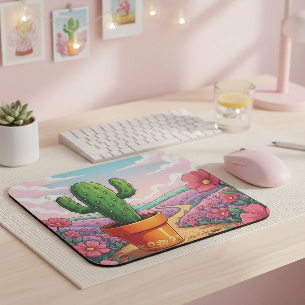 Kawaii Cactus Mouse Pad