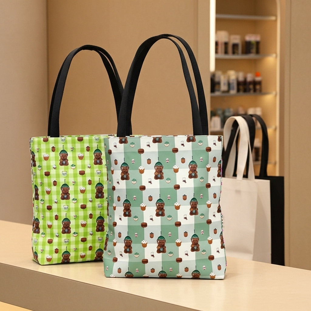 Bearista Starbies Tote Bag | Coffee Lover Aesthetic | Cute Café Treats Reusable Bag