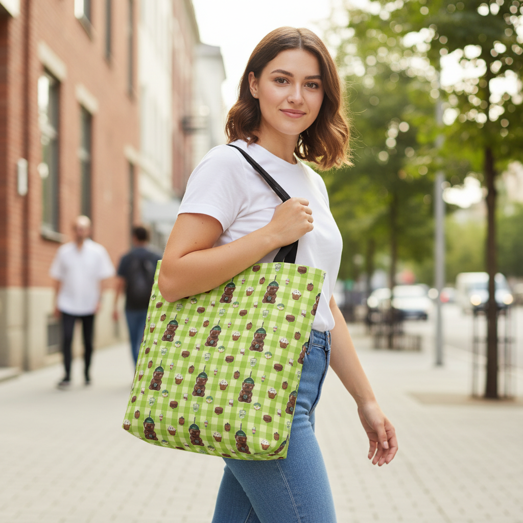Bearista Starbies Tote Bag | Coffee Lover Aesthetic | Cute Café Treats Reusable Bag