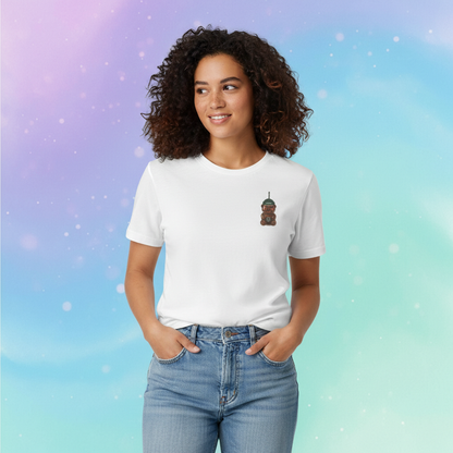 Bearista Starbies Chest Print T-Shirt | Cute Aesthetic Coffee Lover Gift | Retro Honey Bottle Graphic Tee | Minimalist Unisex Viral tiktok