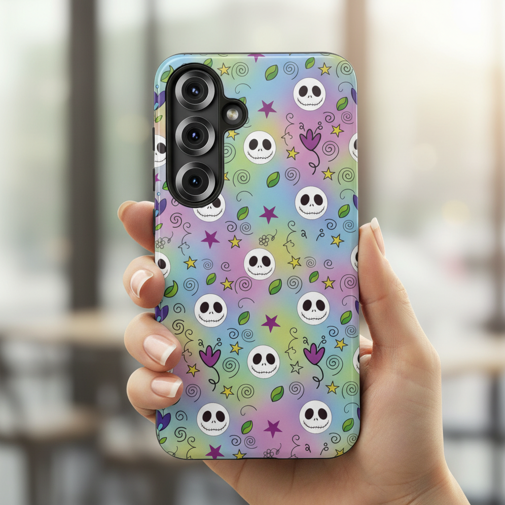 Pastel Doodle Skull Phone Case for Samsung & iPhone
