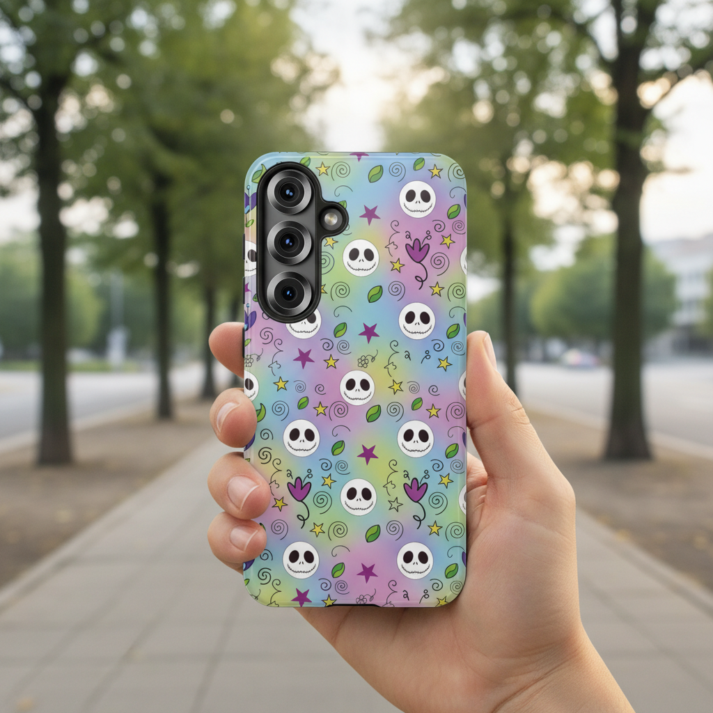 Pastel Doodle Skull Phone Case for Samsung & iPhone