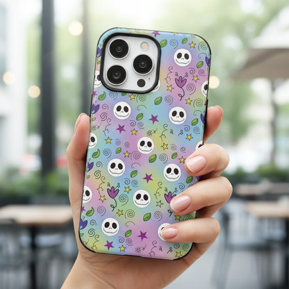Pastel Doodle Skull Phone Case for Samsung & iPhone