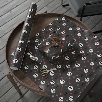 Spooky Grey NBC Wrapping Paper, Holiday Gift Wrap, Christmas Wrap, Celebration Paper, Eco-Friendly Gift Wrap