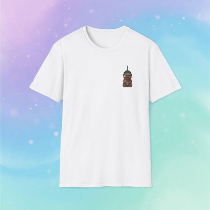 Bearista Starbies Chest Print T-Shirt | Cute Aesthetic Coffee Lover Gift | Retro Honey Bottle Graphic Tee | Minimalist Unisex Viral tiktok