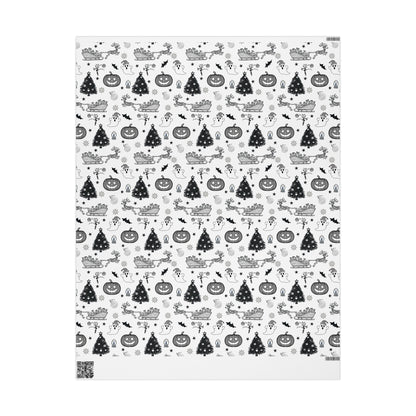 Christmas Ghostly fun wrapping papper, Holiday Pattern Face Towel | Pumpkin Witch Hat Ghosts