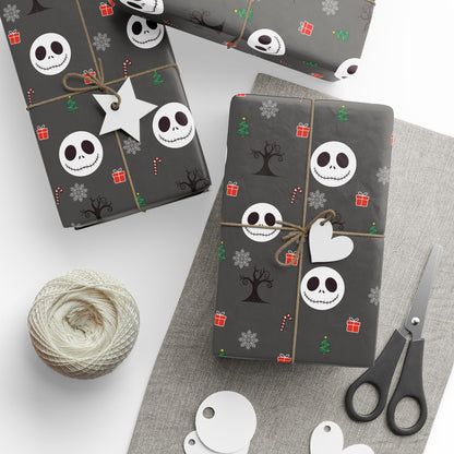 Spooky Grey NBC Wrapping Paper, Holiday Gift Wrap, Christmas Wrap, Celebration Paper, Eco-Friendly Gift Wrap