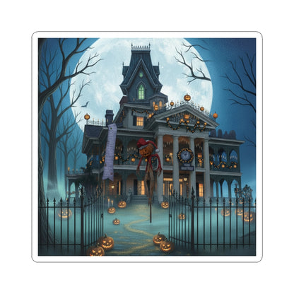 Haunted Mansion Inspired Halloween Sticker — Spooky Pumpkin Night Kiss-Cut Sticker