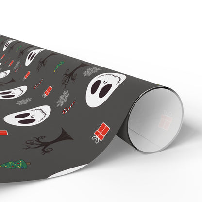 Spooky Grey NBC Wrapping Paper, Holiday Gift Wrap, Christmas Wrap, Celebration Paper, Eco-Friendly Gift Wrap
