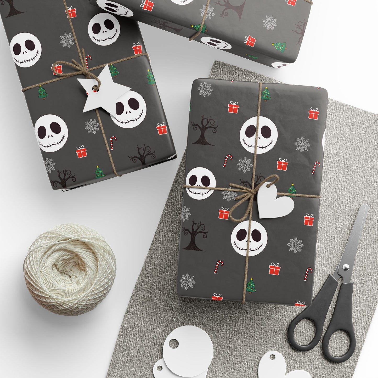 Spooky Grey NBC Wrapping Paper, Holiday Gift Wrap, Christmas Wrap, Celebration Paper, Eco-Friendly Gift Wrap