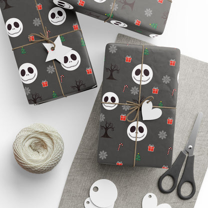 Spooky Grey NBC Wrapping Paper, Holiday Gift Wrap, Christmas Wrap, Celebration Paper, Eco-Friendly Gift Wrap