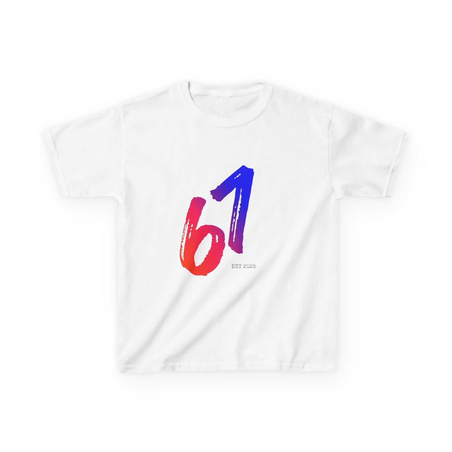 67 Brushstroke Number Kids Tee | Red Blue Gradient