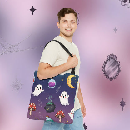 Cute Halloween Ghosts & Potion Tote Bag — Spooky Kawaii