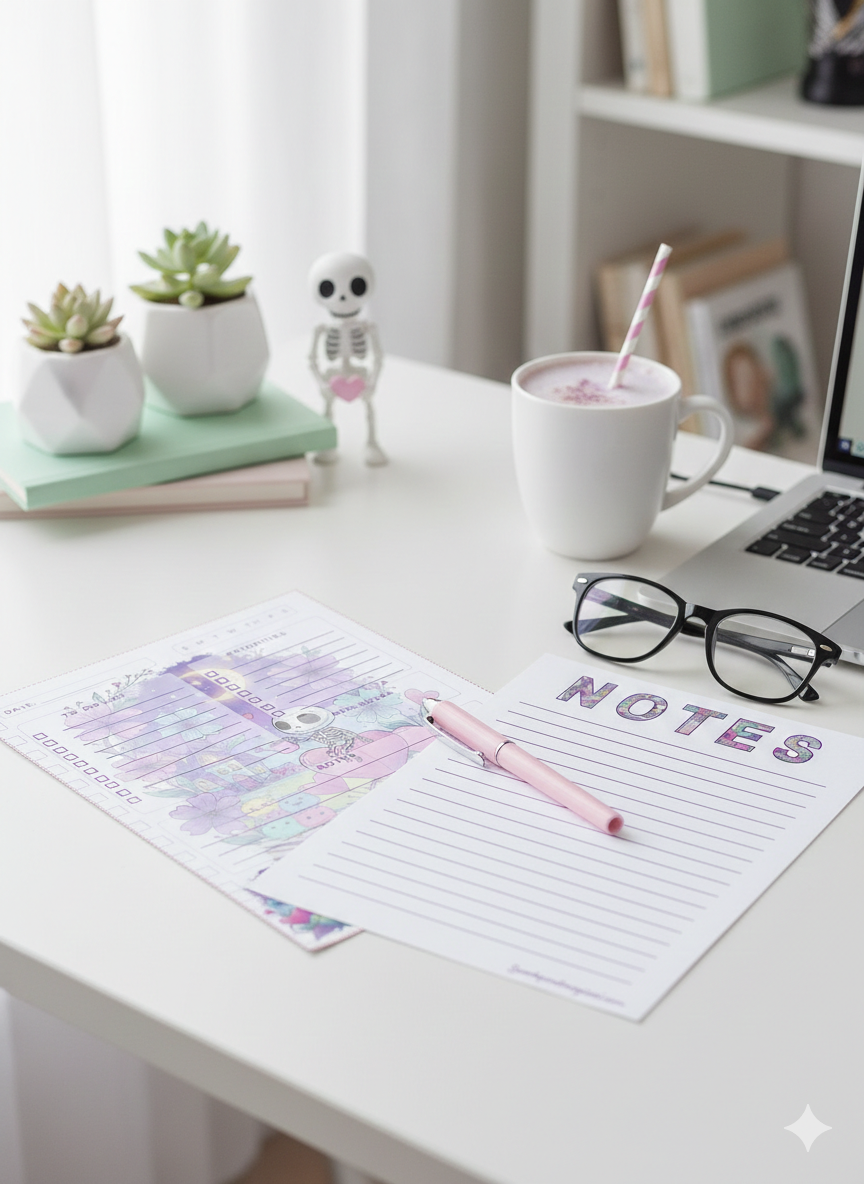 Pastel Goth Daily Planner and Notes pad