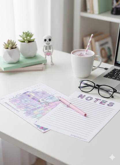 Pastel Goth Daily Planner and Notes pad