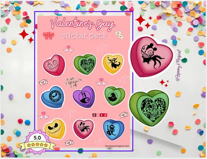 Valentines hearts NBC nightmare stickers/jack skellington/nightmare