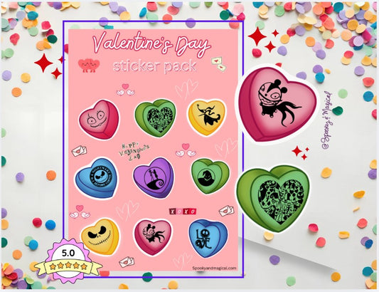 Valentines hearts NBC nightmare stickers/jack skellington/nightmare