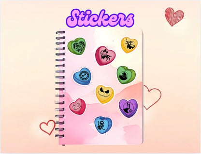 Valentines hearts NBC nightmare stickers/jack skellington/nightmare