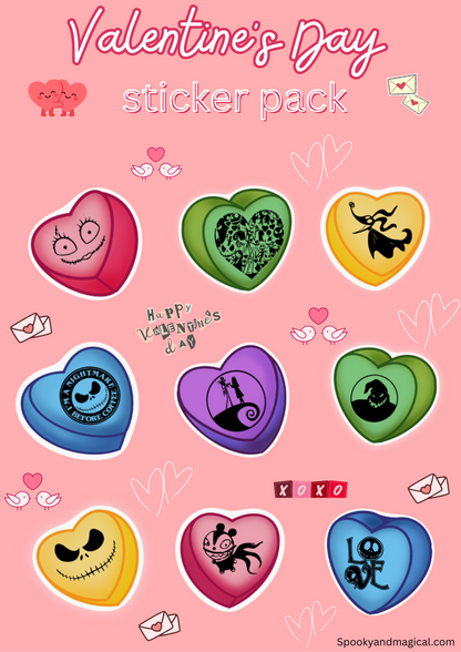 Valentines hearts NBC nightmare stickers/jack skellington/nightmare